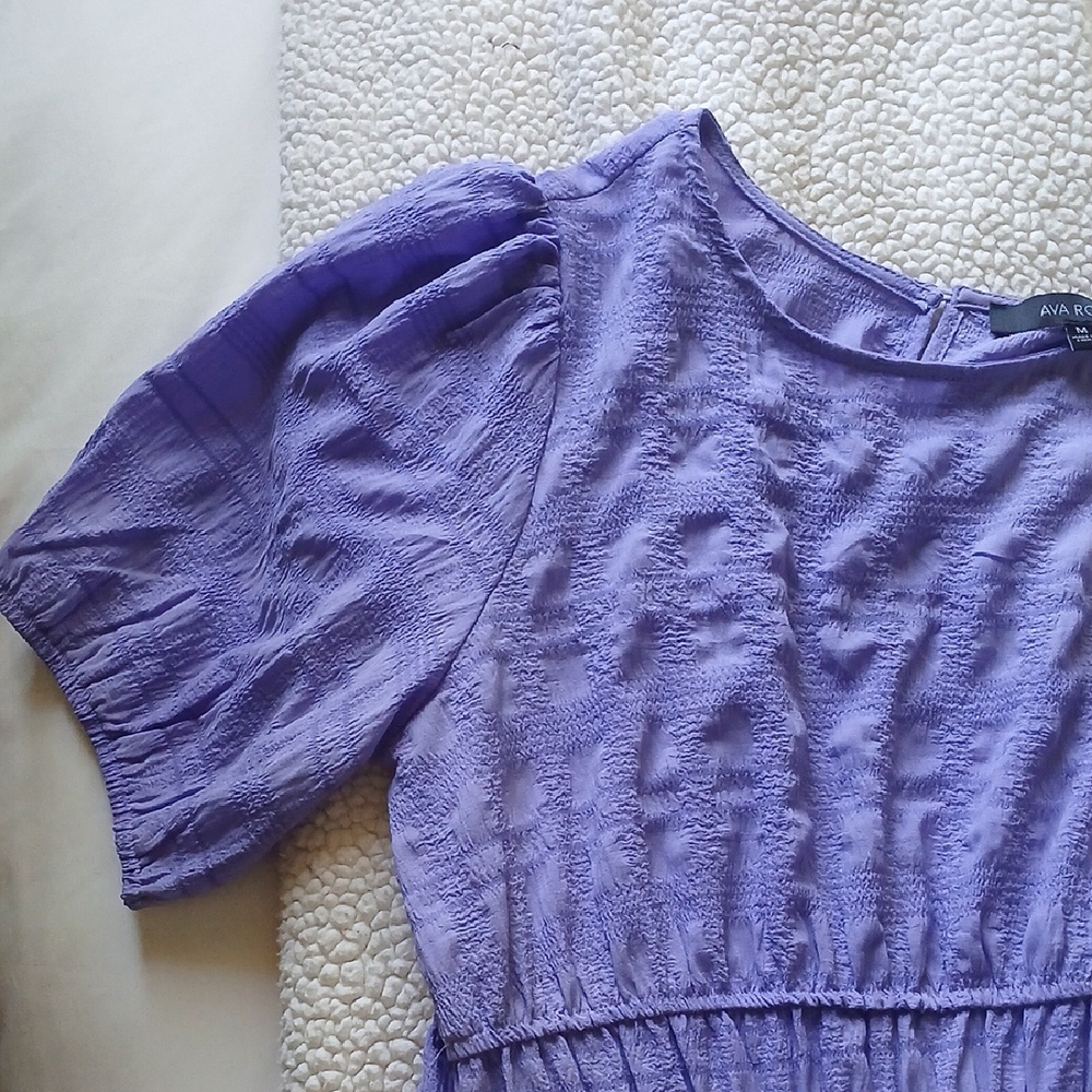 Modest Puffed Sleeves Purple Maxi Dress